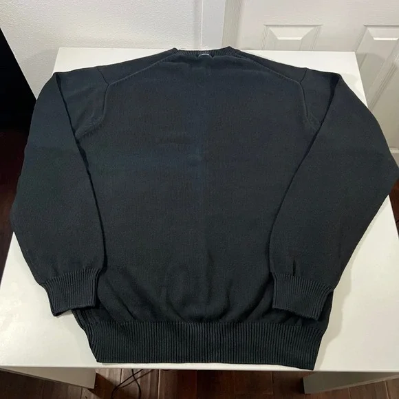 Nautica Mens XL Black 100% Cotton Long‎ Sleeve Crewneck Knit Sweater Casual Prep - Picture 2 of 8